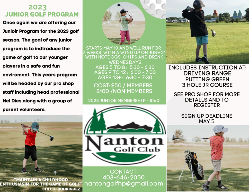 2023 Junior Golf lessons Nanton Golf Club